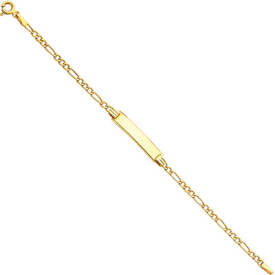 14K Yellow 060 HOLLOW Figaro 3+1 BABY ID Bracelet