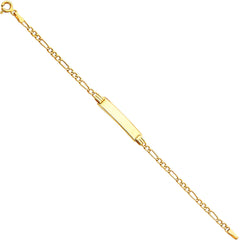 14K Yellow 060 HOLLOW Figaro 3+1 BABY ID Bracelet