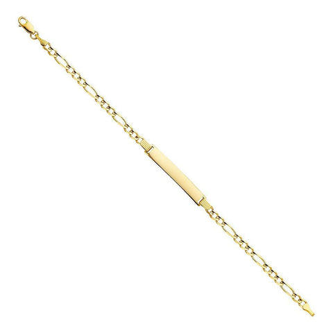 14K Yellow Gold Figaro 3+1 ID Bracelet