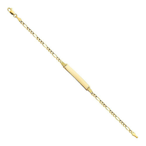 14K Yellow Gold Figaro 3+1 ID Bracelet