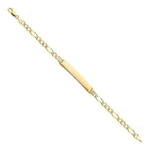 Load image into Gallery viewer, 14K Two Tone Gold Figaro 3+1 WP ID Bracelet