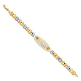 14K Tricolor 15Years ID Bracelet-7.25 inches
