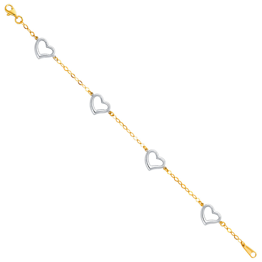14K Twotone Light With Heart Bracelet
