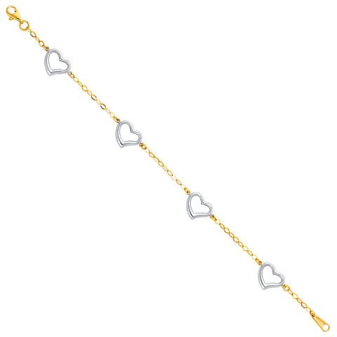 14K Twotone Light With Heart Bracelet