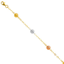 Load image into Gallery viewer, 14K Tricolor Lit Chain With Snow Ball Bracelet