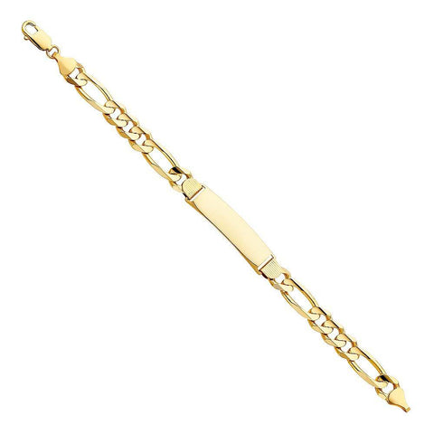 14K Yellow Gold Figaro 3+1 ID Bracelet