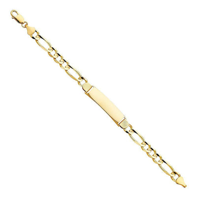 14K Yellow Gold Figaro 3+1 ID Bracelet