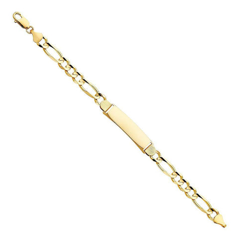 14K Yellow Gold Figaro 3+1 ID Bracelet