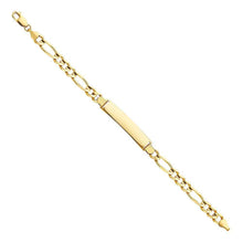 Load image into Gallery viewer, 14K Yellow Gold Figaro 3+1 ID Bracelet