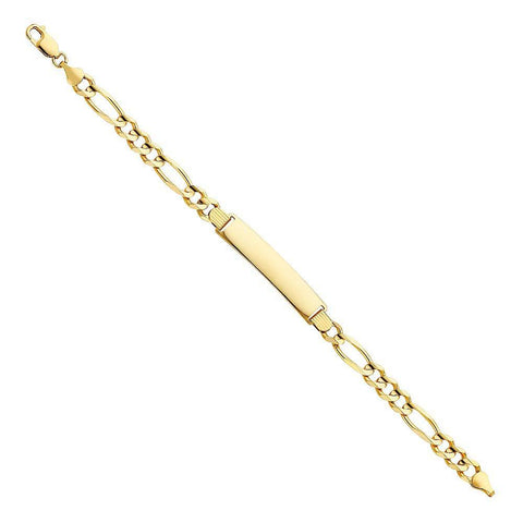 14K Yellow Gold Figaro 3+1 ID Bracelet