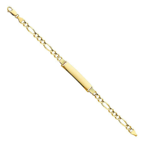 14K Yellow Gold Figaro 3+1 ID Bracelet