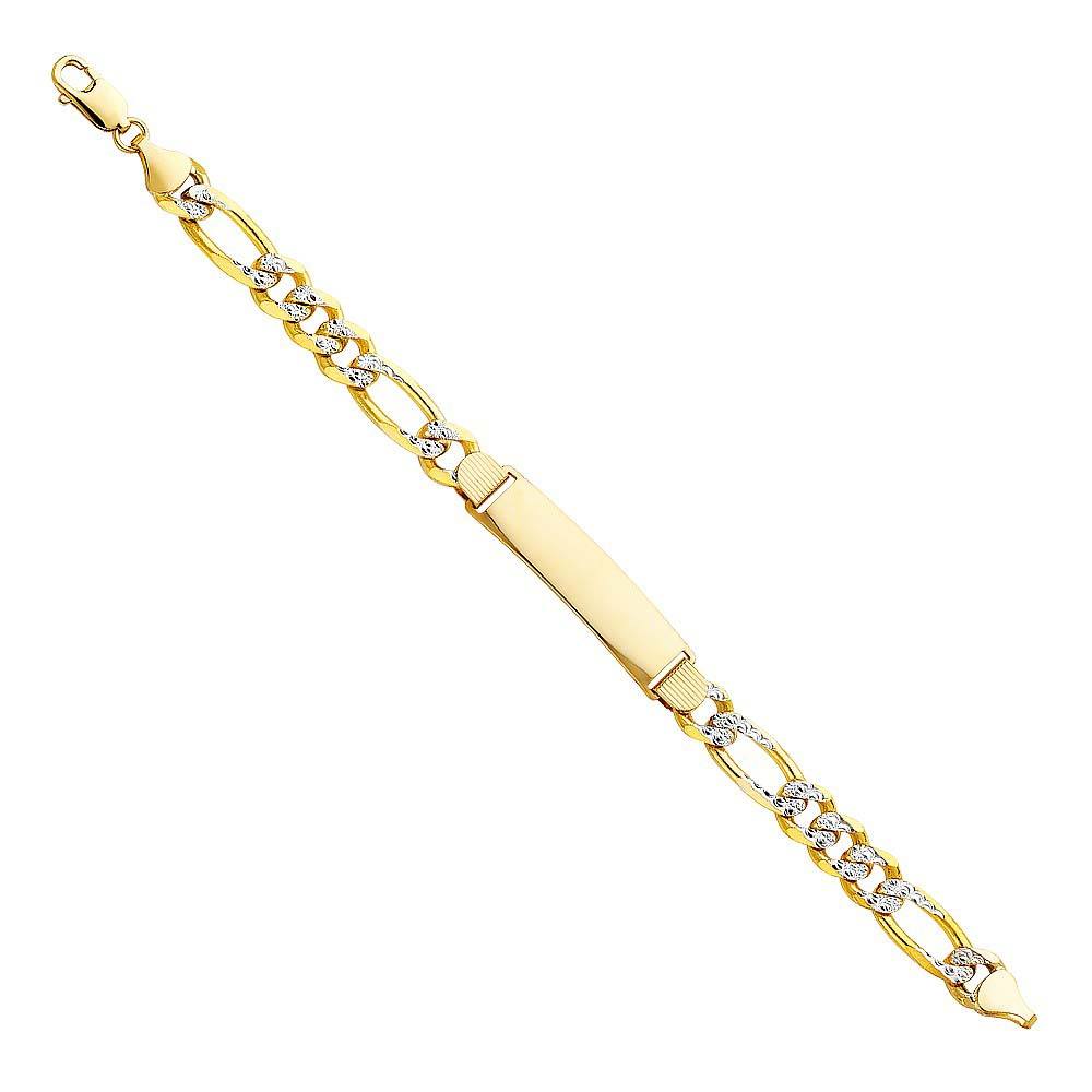 14K Yellow Gold Figaro 3+1 ID Bracelet