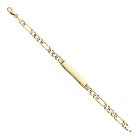 14K Yellow Gold Figaro 3+1 WP ID Bracelet