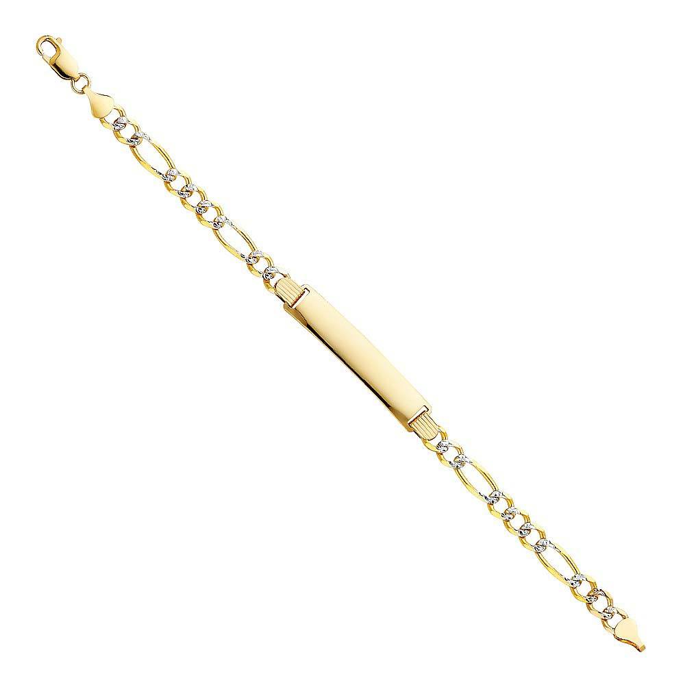 14K Yellow Gold Figaro 3+1 WP ID Bracelet