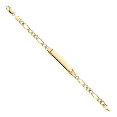 14K Yellow Gold Figaro 3+1 WP ID Bracelet