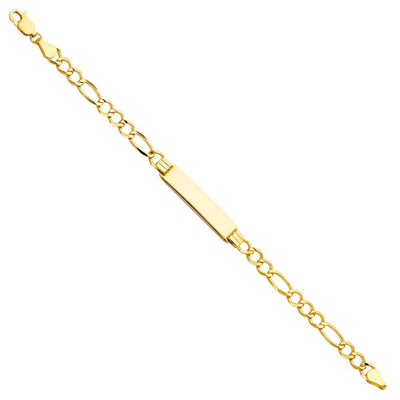 14K Yellow Gold Figaro 3+1 Baby ID Bracelet