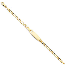Load image into Gallery viewer, 14K Yellow Gold Figaro 3+1 Oval Baby ID Bracelet