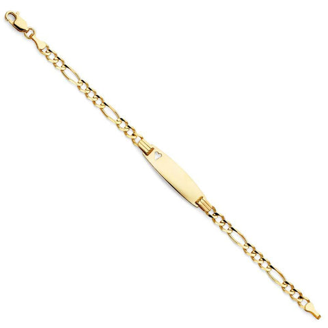 14K Yellow Gold Figaro 3+1 Oval Baby ID Bracelet