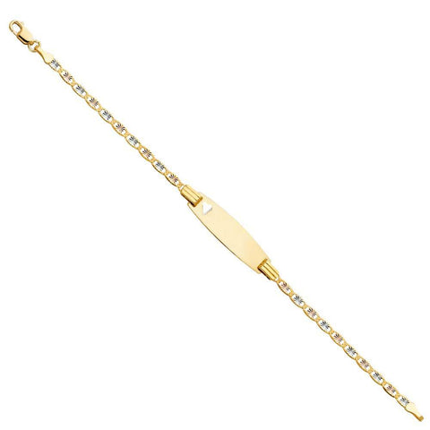 14K Tri Color Gold Valentino DC Oval Baby ID Bracelet