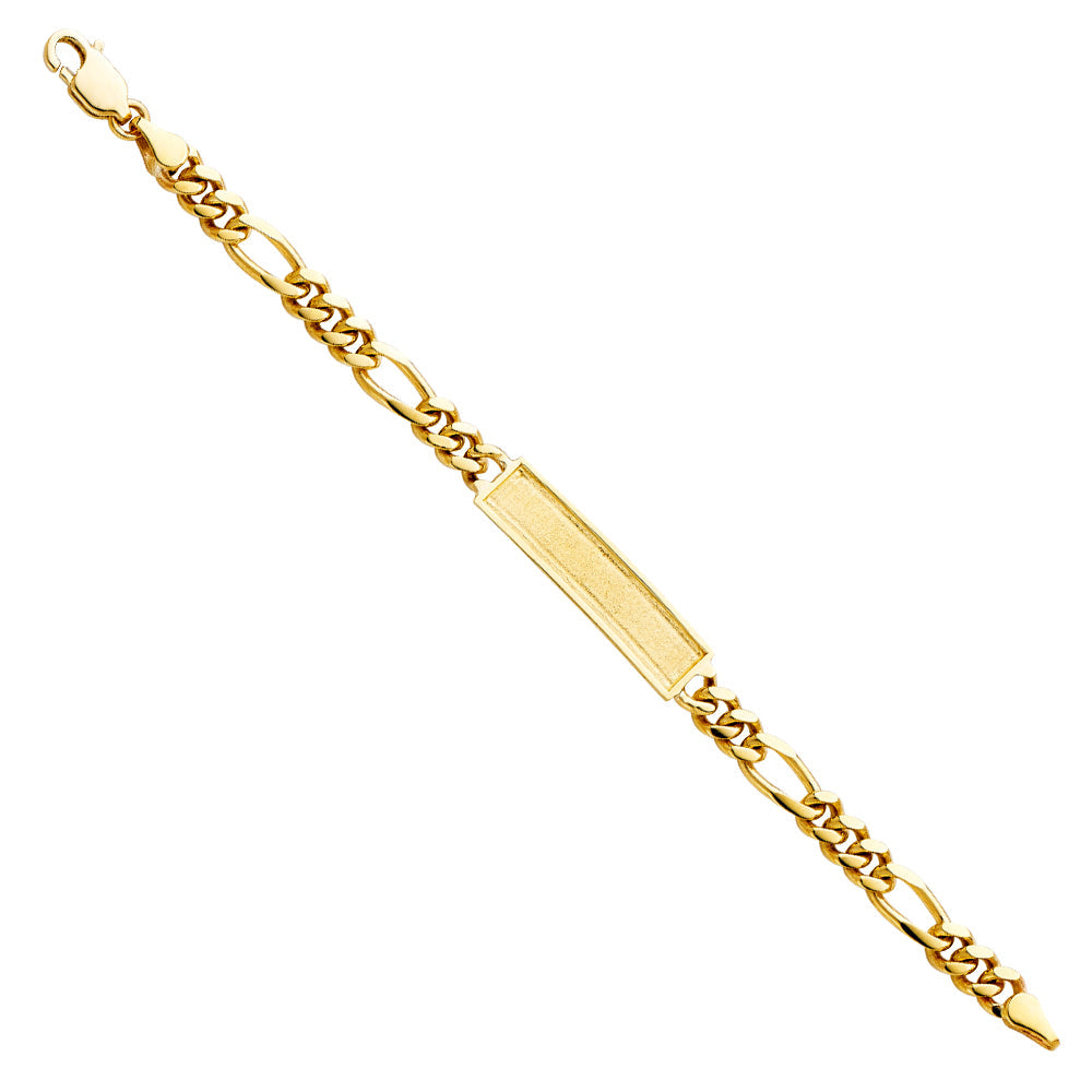 14K Yellow Figaro FRAME JUNIOR ID Bracelet