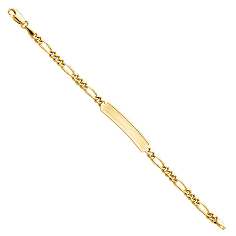 14K Yellow Figaro FRAME JUNIOR ID Bracelet