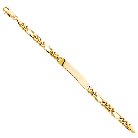 14K Yellow Figaro PLAIN JUNIOR ID Bracelet