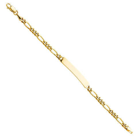 14K Yellow Figaro PLAIN JUNIOR ID Bracelet