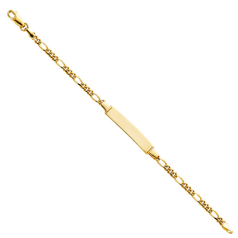 14K Yellow Figaro PLAIN BABY ID Bracelet