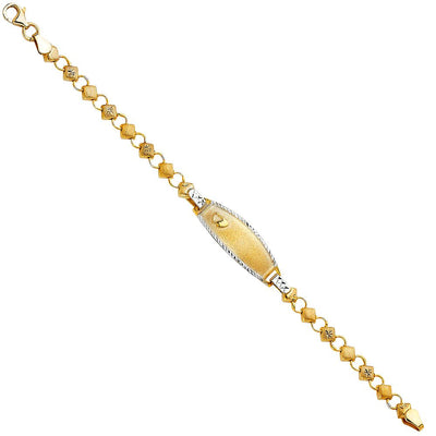 14K Two Tone Stampato Oval Baby ID Bracelet