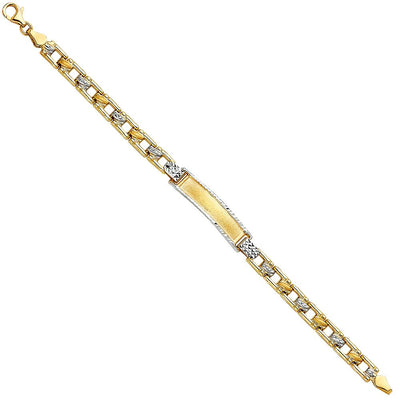 14K Two Tone Stampato Baby ID Bracelet