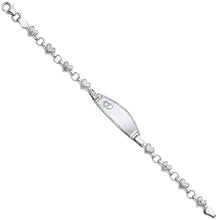 Load image into Gallery viewer, 14K White Stampato Oval Baby ID Bracelet
