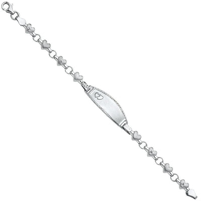 14K White Stampato Oval Baby ID Bracelet