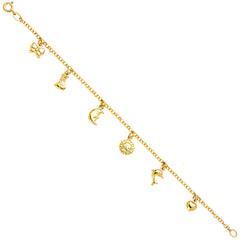 14K Yellow Hanging Charm Bracelet