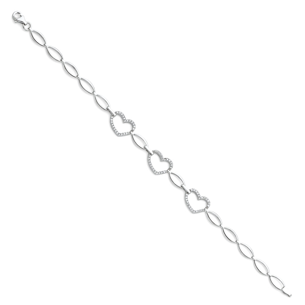 14K White CZ Bracelet