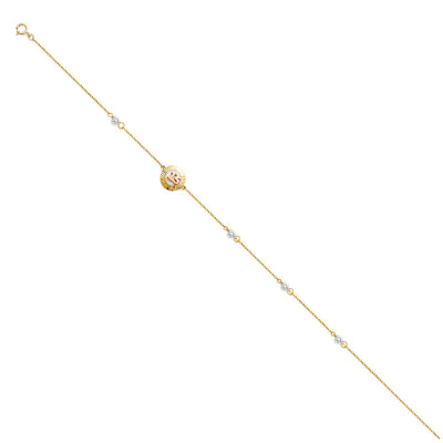 14K Tricolor 15 Years Chain Bracelet