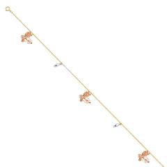14K Tricolor Hanging Charm Anklet