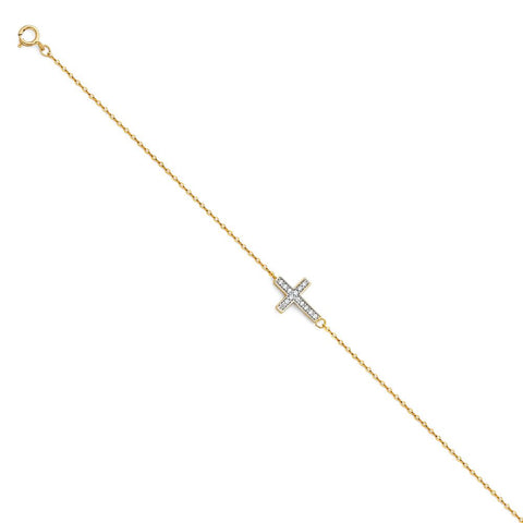 14K Yellow Light CZ Chain Bracelet