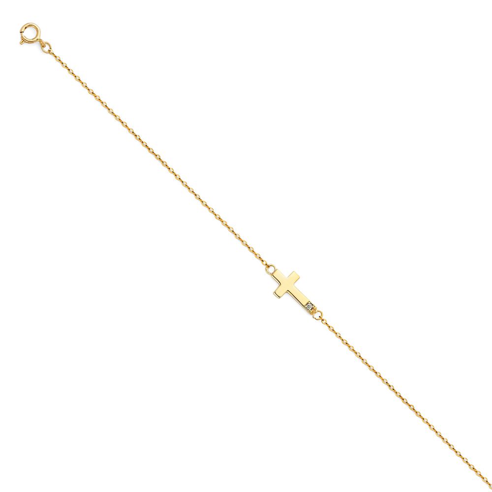 14K Yellow Light CZ Chain Bracelet
