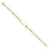 14K Tricolor Guadalupe 3+1 Cross Baby ID Bracelet