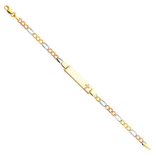Load image into Gallery viewer, 14K Tricolor Figaro 3? Cross Baby ID Bracelet