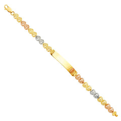 14K Tricolor Heart Link Guadalupe Baby ID Bracelet