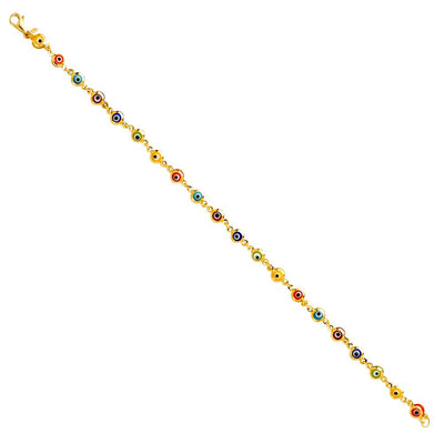 14K Yellow Mixed Color Evil Eye Bracelet