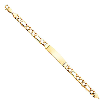 14K Yellow STAMP Figaro LINK ID Bracelet