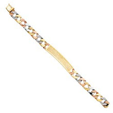 Load image into Gallery viewer, 14K Tri Color Gold Nugget Cuban Link ID Bracelet
