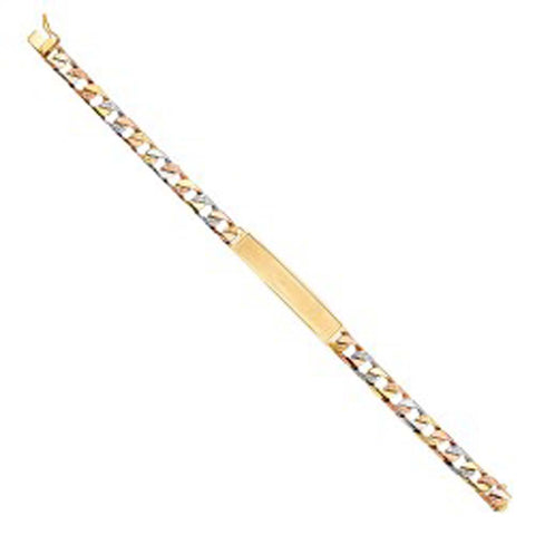 14K Tri Color Gold Nugget Cuban Link ID Bracelet