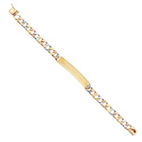 14K Tri Color Gold Nugget Cuban ID Bracelet