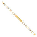 14K Tri Color Gold DC Figaro ID Bracelet