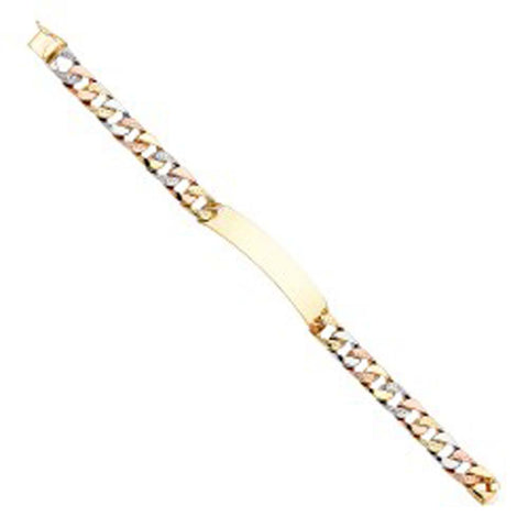 14K Tri Color Nugget Cuban ID Bracelet