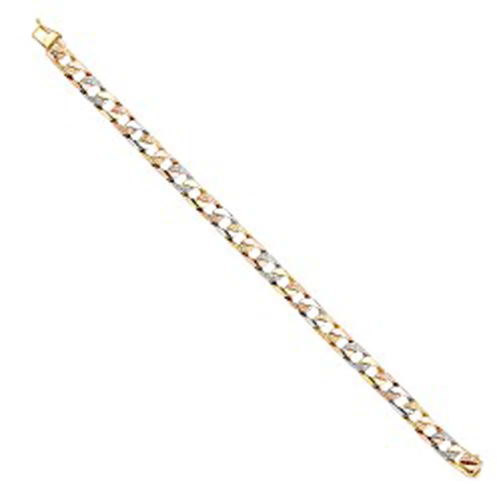 14K Tri Color Gold Nugget Cuban Link Bracelet