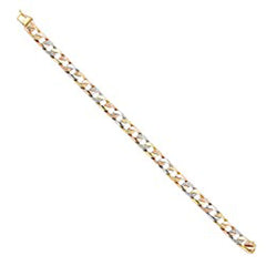 14K Tri Color Gold Nugget Cuban Link Bracelet